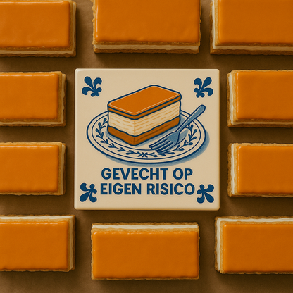 Gevecht op Eigen Risico - Delfts Blauwe tegel met humor