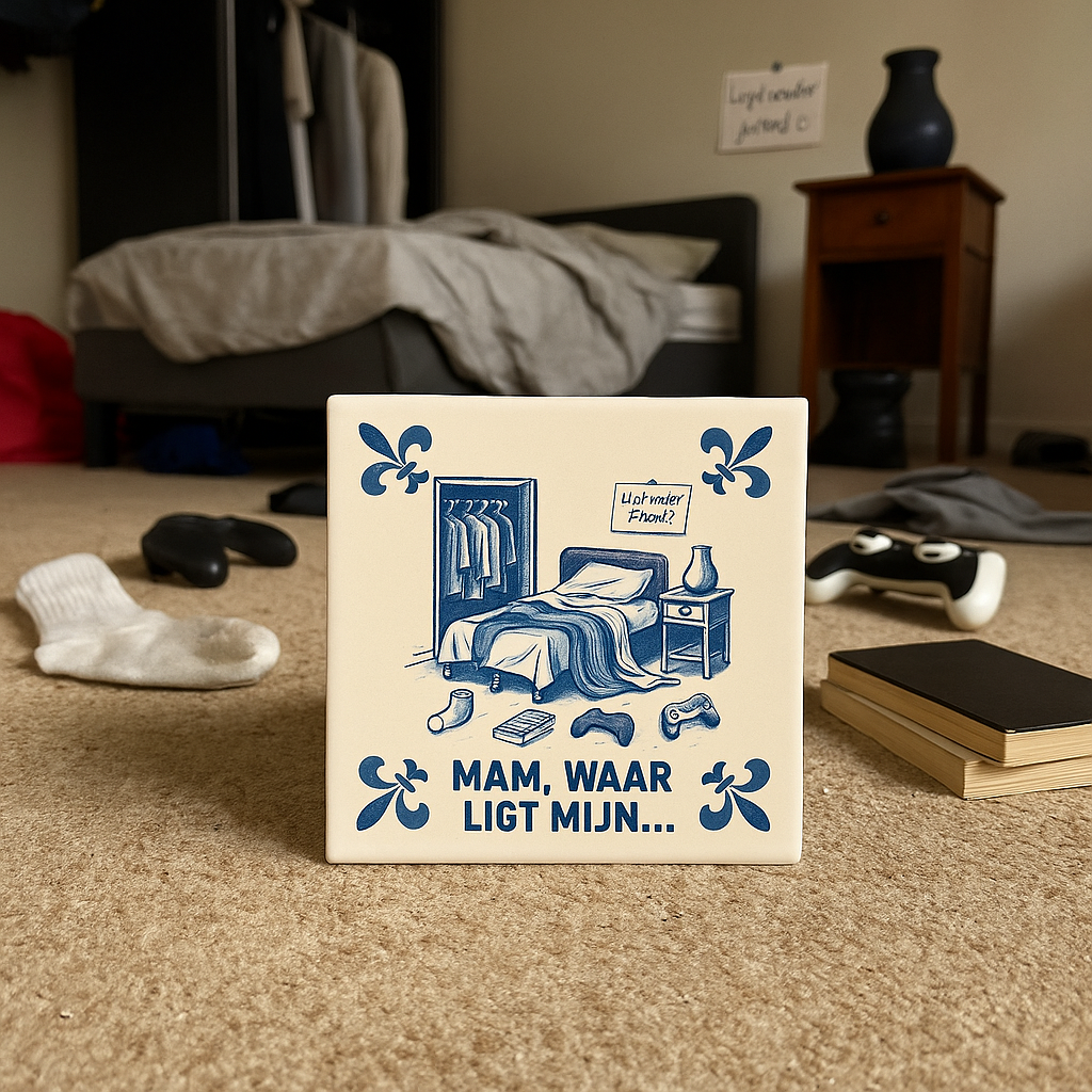 Mam waar ligt mijn !? - Delfts Blauwe Tegel Met Humor