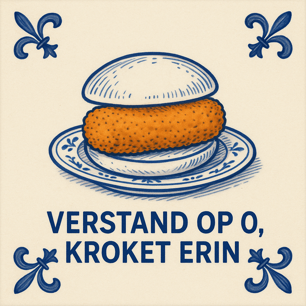 MIND ON 0, CROKETTE IN IT - Delfter Blaue Fliese mit Humor