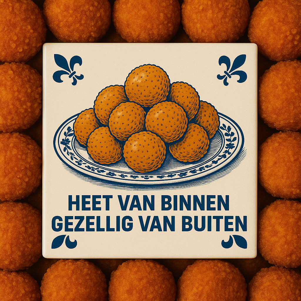 Hot Inside, Cozy Outside - Delft Blue Tile with Humor