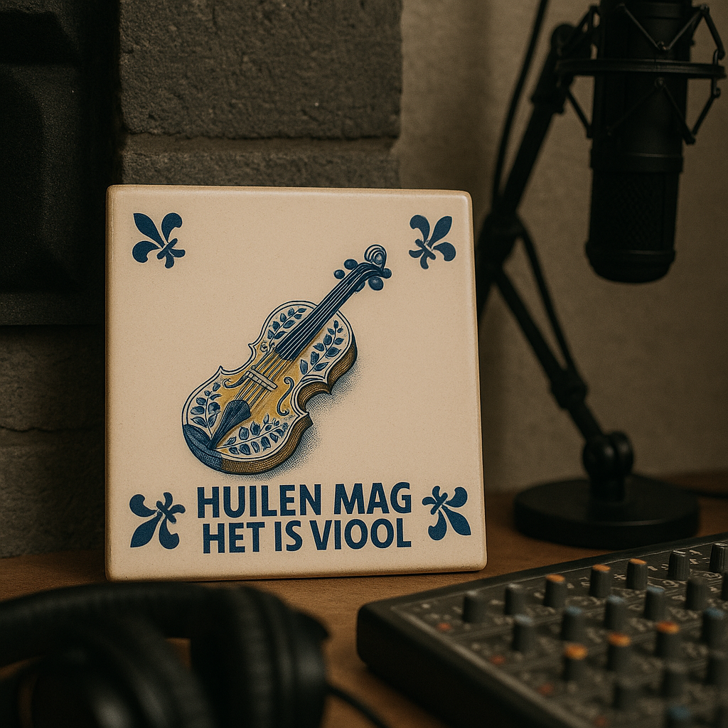 Violin - Crying is allowed, it's violin - Delft Blue Tile With Humor 