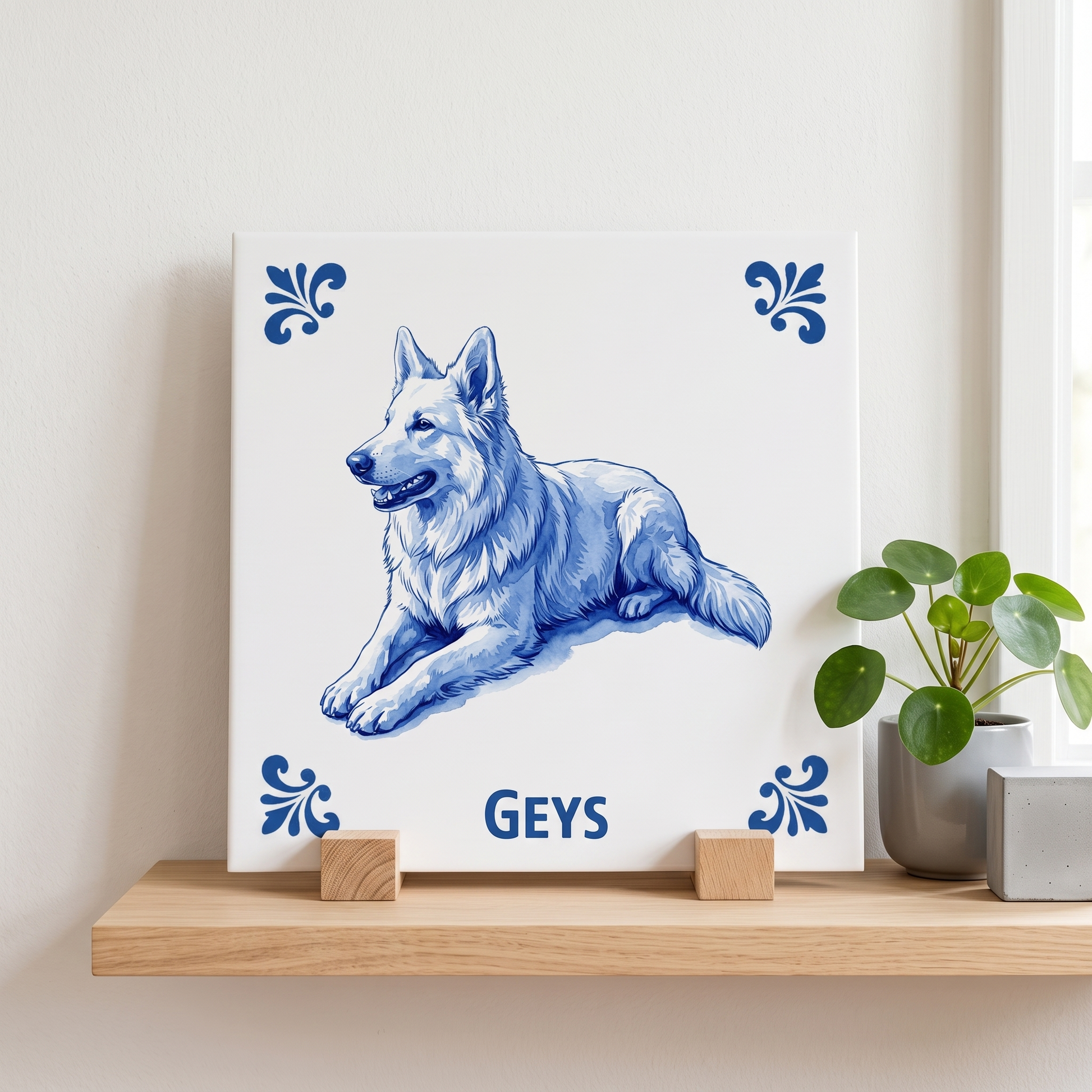 Delfts blauw tegelontwerp Geys