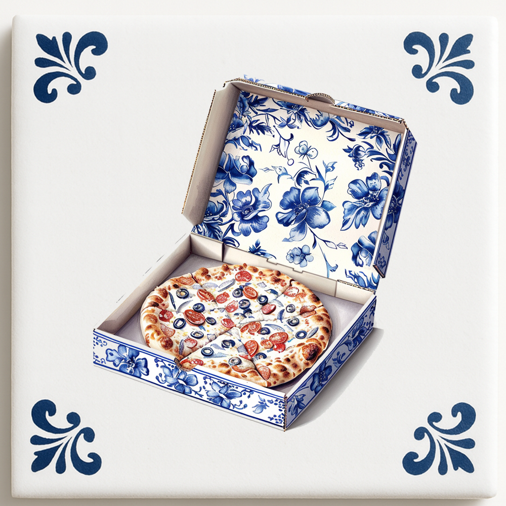 Pizza in Delft Blue