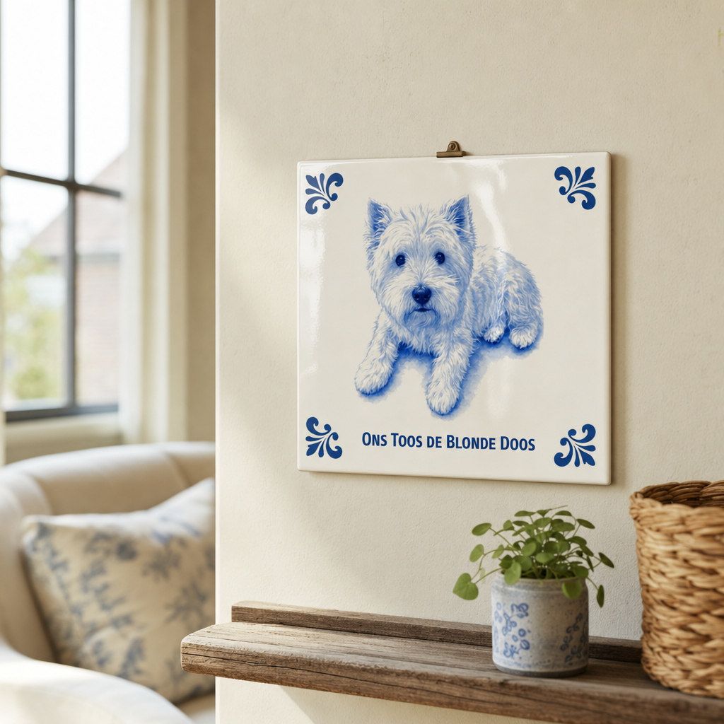 Delft Blue tegel Ons Toos de Blonde Doos AT1398
