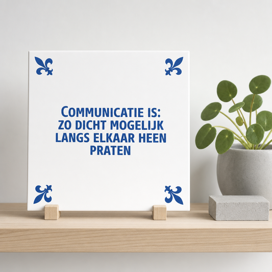 Delfts Blauwe tegel Communicatie is met franse lelies